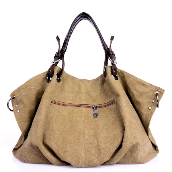 Kvinnor Canvas Messenger-väskor Kvinnliga Crossbody-väskor Solid axelväska Mode Casual Designer Kvinnlig Handväska Stor kapacitet Tote Coffee