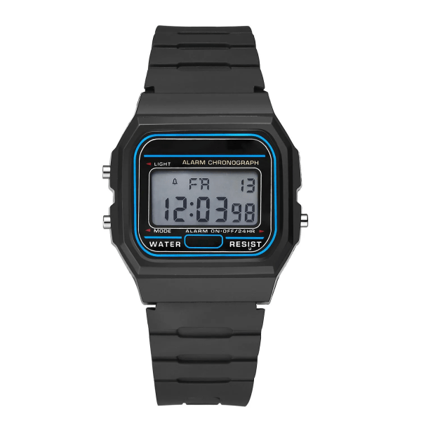 Watch Mode LED Digitala klockor Man Sport Militär Armbandsur Vintage Silikon Armband Elektronisk klocka Reloj Hombre Light blue