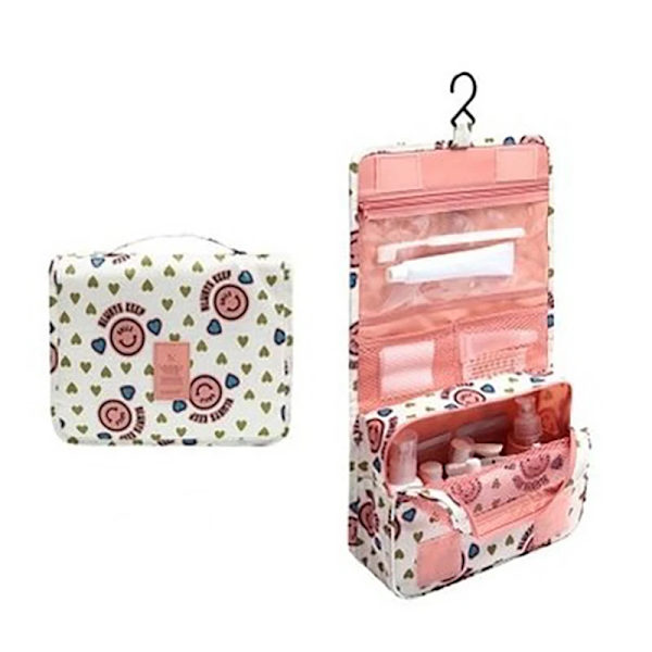 Badkar Hängande Resor Herr Toalettväska Hane Vattentät Organizer Nylon Necessaire Sminkväska Neceser Kosmetiska väskor Kit Pink smiling face
