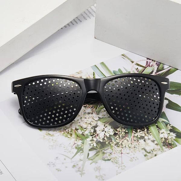 Svarta hål för solglasögon Anti-trötthet Synvård Mikroporösa glasögon Ögonträning Syn Förbättra anti-myopi Unisex C2 Black