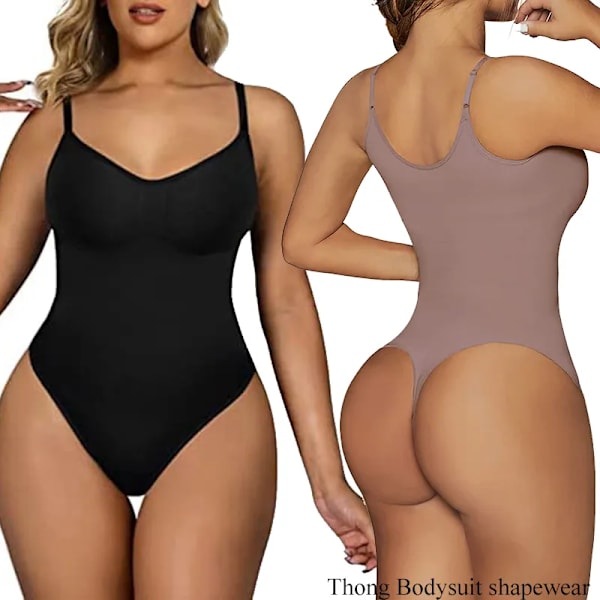 Nya Kvinnor V-hals Spaghetti Strap Bodysuits med Vadderade Body Suits Open Greet Shapewear Bantning Body Shaper Smidig ut Bodysuit same as picture(.238) M(.238)