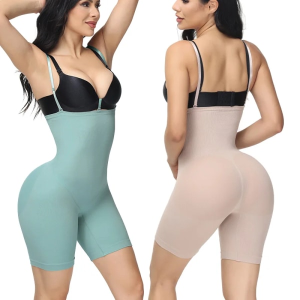 Sömlös elastisk kroppsformning Höftlyftande formbyxor Damunderkläder Korsett med hög midja Shapewear Apricot L