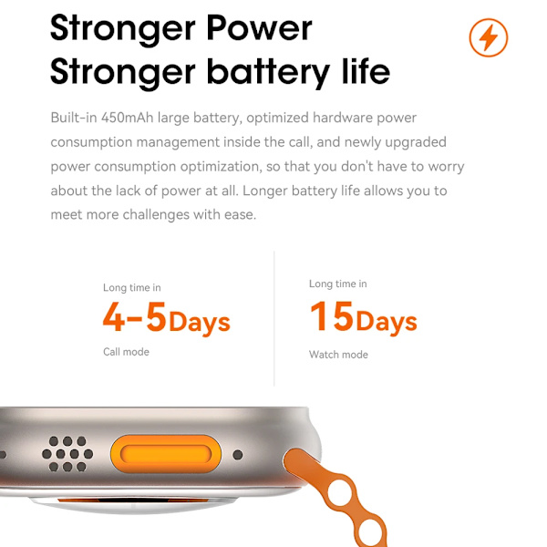 BYSL W68 Ultra Pro Max Smartwatch Herr Sport GPS Bluetooth Call IP68 Waterprrof NFC Series 8 Smart Watch med trådlös laddning Orange