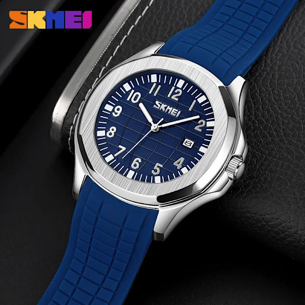SKMEI Top Luxury Märke Silikonrem Business Klocka Vattentät Quartz Armbandsur För Man Casual Date Watches Herr reloj hombre Brown