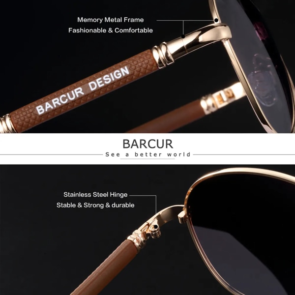 BARCUR Design Solglasögon i titanlegering Polariserade Solglasögon för män Dam Pilot Gradient Glasögon Spegelskydd Oculos De Sol Black Gradient Gray BARCUR