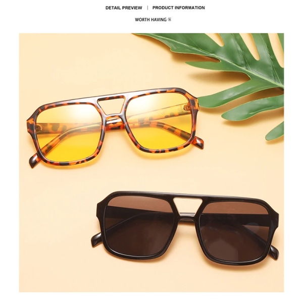 DDDLONG Retromode Punksolglasögon Damer Män Solglasögon Klassiska vintage UV400 utomhusskydd D314 Leopard Yellow