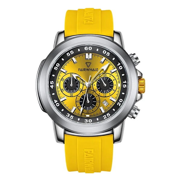 Mark Fairwhale Automatisk datumvisning Lysande vattentät mode Quartz Armbandsur Watch Herrklockor Sport yellow