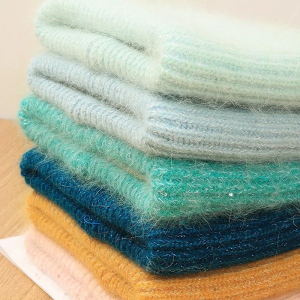 Ins Solid Shiny Color Beanies SkulliesLetter Kvinna Fluffig Vinterhatt För Matchande Varm Mjuk Present letter logo16
