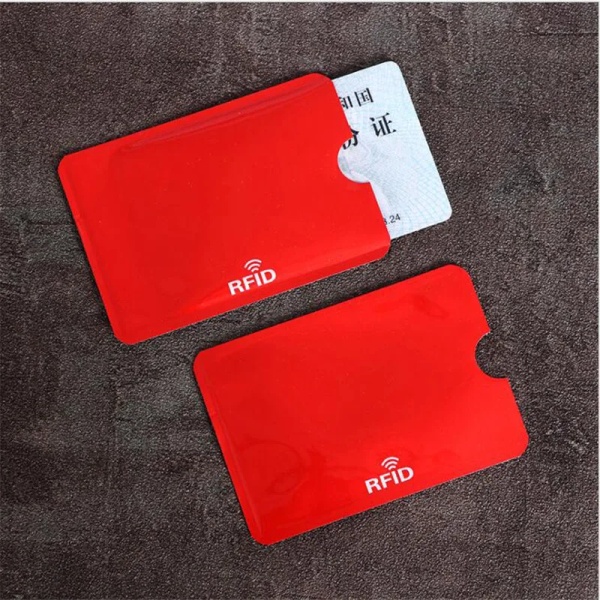 10 ST Anti Rfid Bankkortshållare Metall NFC Blockerande Läsarlås ID Kreditkortsväska Män Dam Laser Aluminium Case Skydda Red