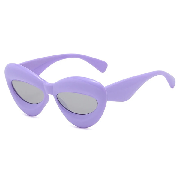 SO&EI Retro Cat Eye Candy Färg Solglasögon Dammodemärke Designer Ovala linsskydd UV400 Män Gul Rosa Solglasögon Purple silver mirror As the picture