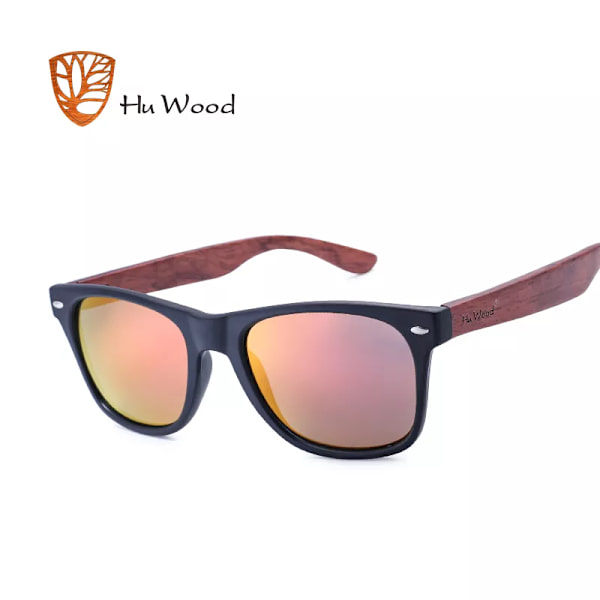 HU WOOD Solglasögon Män Träsolglasögon För unisex Dam Solglasögon Polariserade Glasögon HD Lins Spegelskydd GR8004 Red HU WOOD Polarized