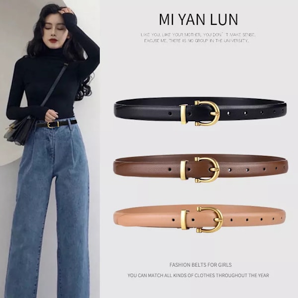 Lyxdesigner kvinnor Bälte Äkta Läder Dammode Metall Bälte Spänne Midjeband 3 färger Hög kvalitet Trend Bälte Dam Nytt apricot 100cm