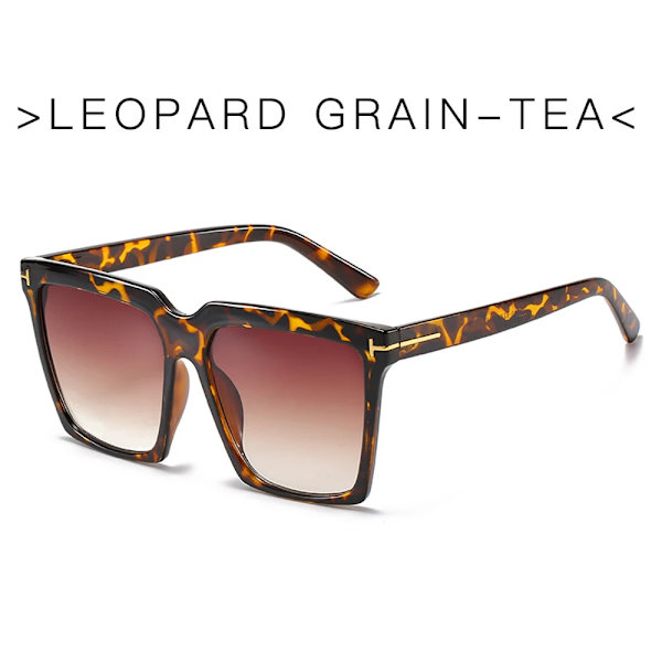 MUSELIFE Fashion Square Solglasögon Designer Lyxiga Dam Cat Eye Solglasögon Klassiska Retro Glasögon UV400 2-Leopard-Tea As Picture