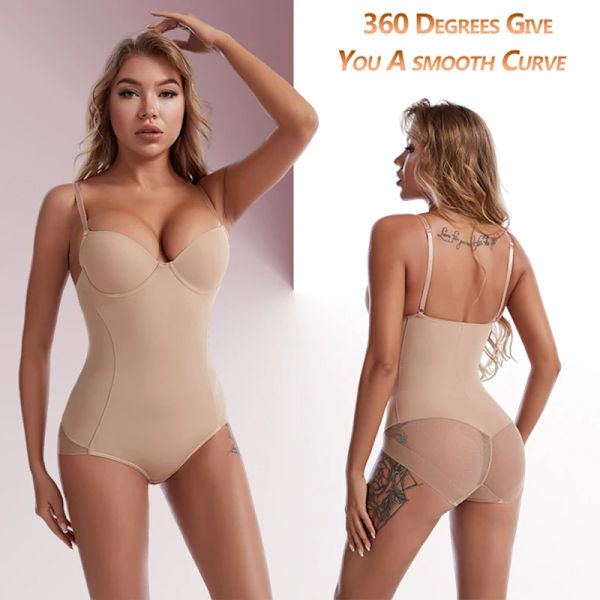 Shapewear Body för kvinnor Magkontroll Kroppsformare med inbyggd BH Kompression Waist trainer Reduktivt slimmande underkläder Black-Mesh M