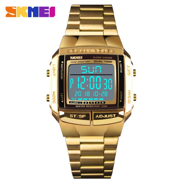 SKMEI Watch Mode Digitala Sportklockor LED Elektroniska Klockor Herr Toppmärke Lyx Vattentät Watch Manklocka silver