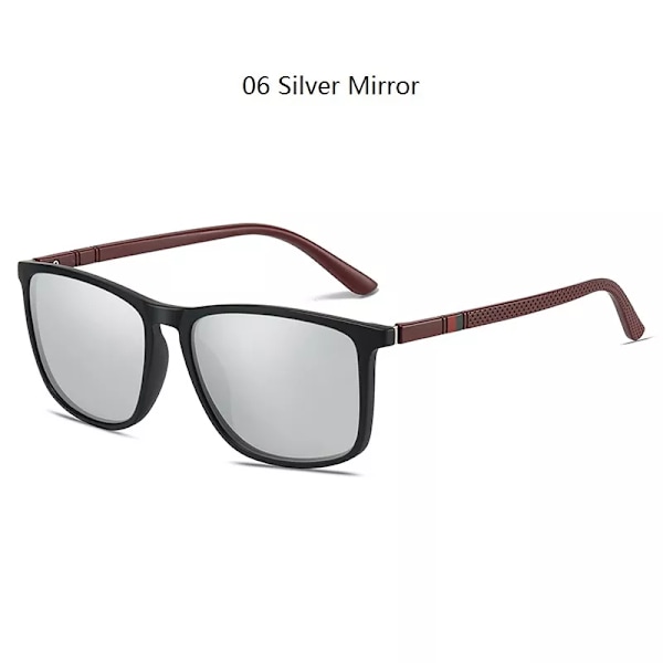 Lyx Män Kvinnor Körning Resor Polariserade Solglasögon Modemärke Design Fyrkantiga Vintage Solglasögon TR90 Ram Glasögon UV400 06 Silver Mirror Polarized Sunglasses