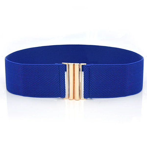 Brett resårbälte Enfärgad korsettbälte Metallspänne Dammode Cummerband Stretch Cinch midjeband Dam midjebälte style 2-blue One Size