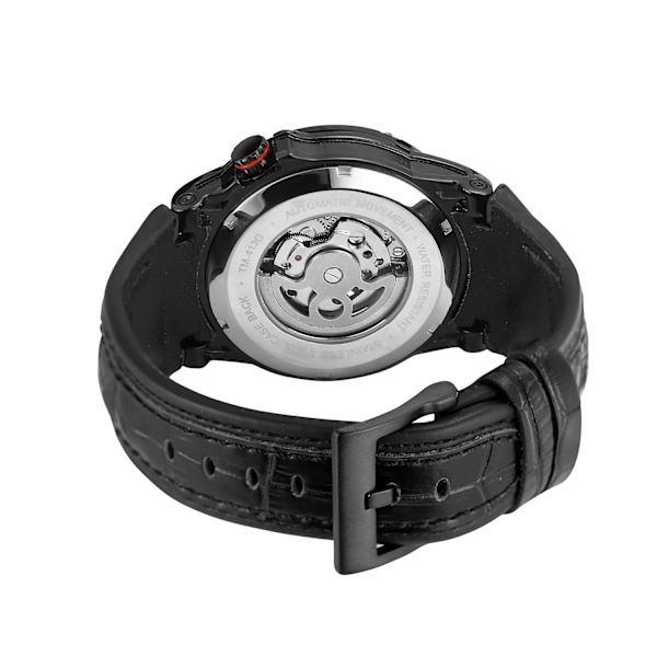 T-vinnare Ny 2023 män automatisk mekanisk watch Läderrem Skelett Mode Vattentät för manliga presentklockor black