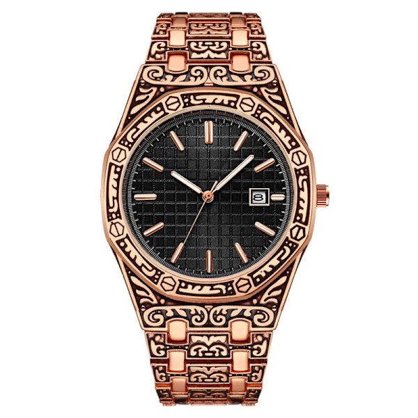 Nya heta klockor Mode män watch i rostfritt stål Lyxkalender Quartz Armbandsur Business Klockor Man Klocka Relogio Masculino Black pink