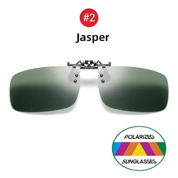 VIVIBEE Spegel Blå Flip Up Clip on Solglasögon Fiske Män Fyrkantig polariserad lins Metall Night Vision Körning UV400 Dam Glasögon 2 Jasper Without Plastic Case