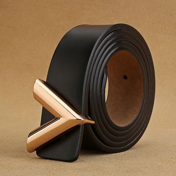 Top Lyx Designer Märke Nål Spänne V-bälte Smal hög kvalitet Kvinnor Klänningsrem i äkta läder för jeans Midjeband 28mm brown 115CM