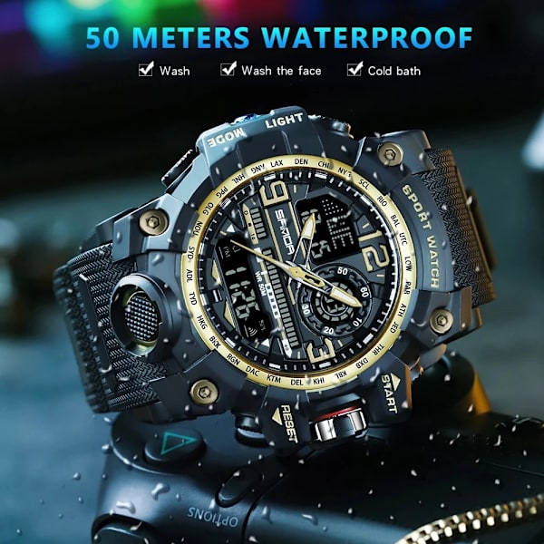SANDA koreansk modetrend utomhus fritid vattentät multifunktion elektronisk watch i universitetsstudenten Watch Army Green