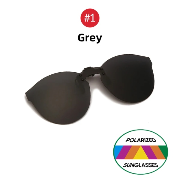 VIVIBEE fyrkantsspegel för män Flip-up Clip on Polarized Night Vision Körglasögon UV400 Dam Solglasögon Fiske Närsynt 1 Grey Without Plastic Case