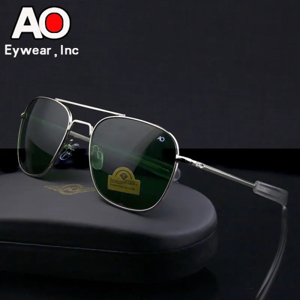 Aviation Solglasögon Män Kvinnor Utomhus körglasögon pilot American Army Military Optical AO Solglasögon glasögon Oculos de sol gold-green Original Box