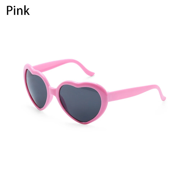 Hjärtformade kärlekseffekter Glasögon Watch på ljusen förändras Hjärtediffraktionsglasögon på natten Kärleksljus Modepresenter Pink