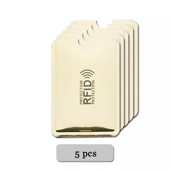 Anti Rfid-korthållare NFC-blockerande läsare Lås ID Bankkortshållare Student Söta ID-kort Plånbok Pass Business Bancaire Case 5 pcs Light-gold