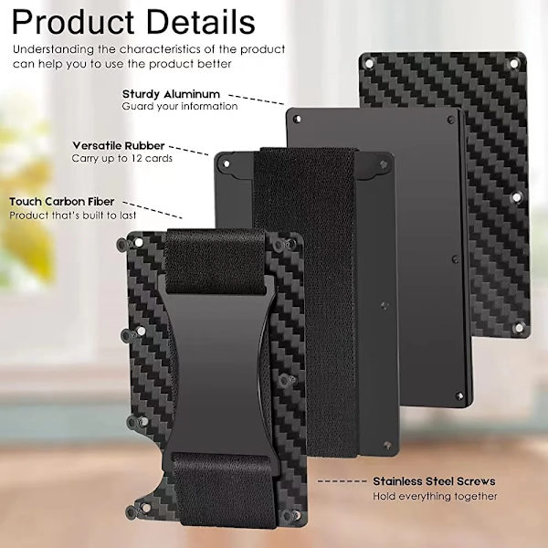 Slimma plånböcker för män Smart Minimalistisk Tunn Plånbok Hane Metall Kolfiber Aluminium RFID Lyx Designer Korthållare 2022 Handväska forged strap
