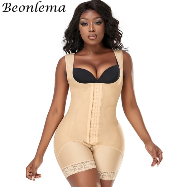 Steg 2 Body Shaper Columbian Fajas Shapewear Tummy Control Body Waist trainer Butt Lifter BBL Kompressionsdragkedja i grenen Nude 3XL