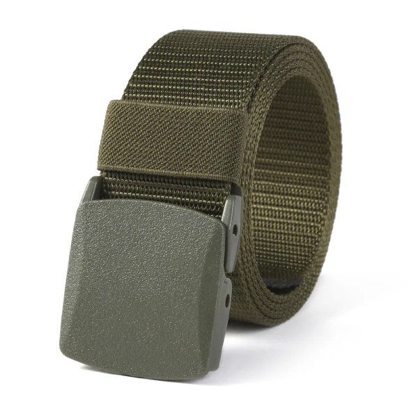 ZLY 2021 Nytt mode Canvasbälte Män Kvinnor Unisex utomhus Taktiskt plastspänne Solid Trend Vandring Midjeband Casual Hot Sälj green 125cm