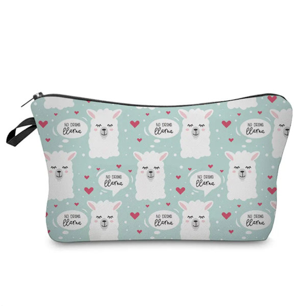 Sminkväska Värmeöverföring Härlig kosmetisk väska med print Liten toalettväska för damer och flickor Presenter Högkvalitativt case 307-22 Alpaca Bag