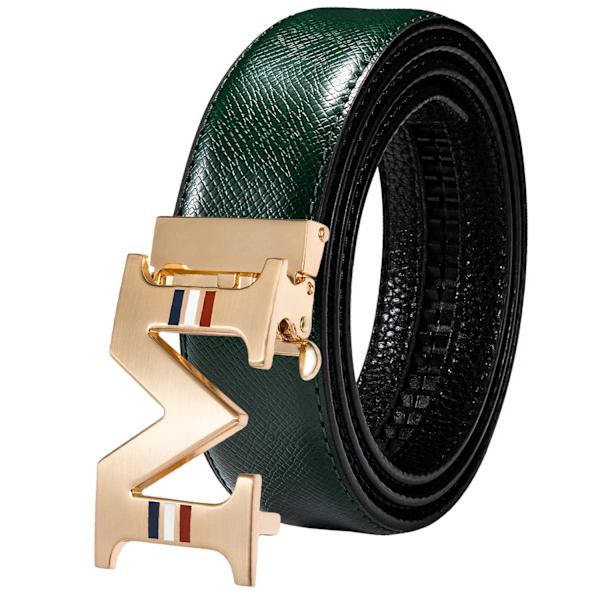 Högkvalitativt grönt äkta läder Herrbälten Lot Styles Automatiska spännen för klänning Jeans Kostym Herr Midjeband Bälte Bröllopspresent 2187DMI 110cm