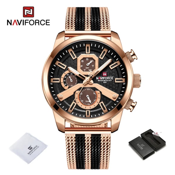 NAVIFORCE 2022 Herrklockor Toppmärke Lyx Casual Quartz Watch Herr Sport Vattentät klocka Luminous Watch Relogio Masculino RGB-BOX