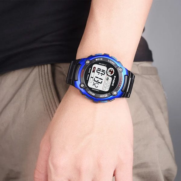 SYNOKE Elektronisk watch för män Watch Multifunktion Militärsport Vattentät Lysande LED Digital Studentmode blue