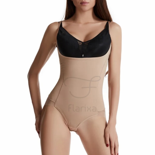 Flarixa Justerbara Shapewear Bodysuits Underkläder Bantning Sexiga Bodys Dam Shapewear Stretch Enfärgad Underkläder Korsett Bodysuit-BEIGE 3XL