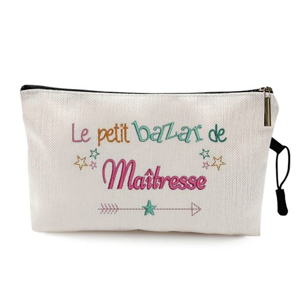 Teacher's Day Examen Present Cosmetic Bag Super Atsem Merci Maitresse Print Kvinnor Neceser Sminkväska Påse Organizer Pattern 7 22 x 13 CM