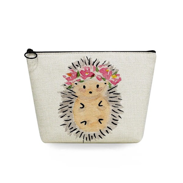 2022 tecknad igelkottsblomma printed kosmetisk väska för kvinnor Harajuku Casual Makeup-väskor Bärbar rese-toalettväska Case sn5700 Hedgehog Bag