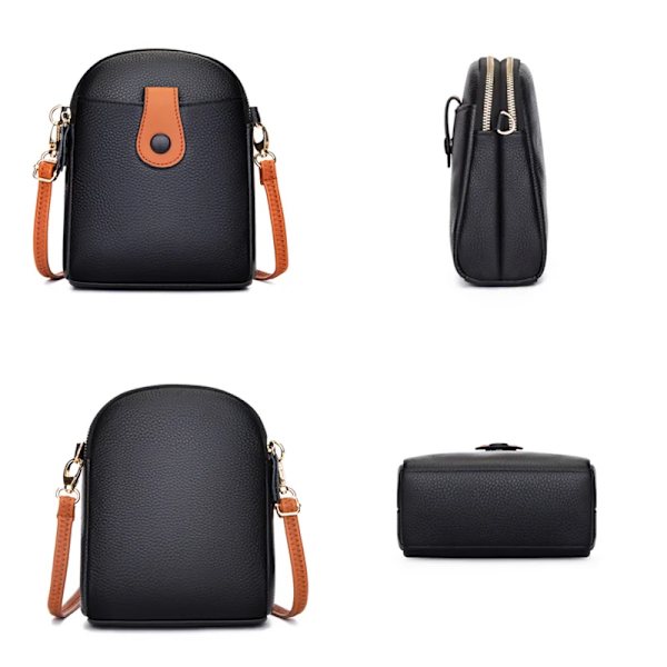 Äkta läder Kvinnors axelväskor Crossbody-väskor Telefonväska 3-lagers Enfärgad Damhandväska Äkta kohud Liten Kvinnor Myntväska White