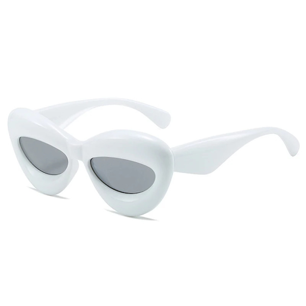 SO&EI Retro Cat Eye Candy Färg Solglasögon Dammodemärke Designer Ovala linsskydd UV400 Män Gul Rosa Solglasögon White grey As the picture