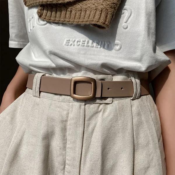2021 nya bälten för kvinnor äkta läder lyxiga designerjeansbälte Dam midjeband Mode fyrkantigt metall spänne bälte dam svart camel 110cm