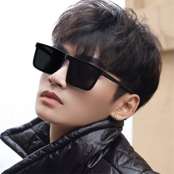 Nya fyrkantiga solglasögon män svarta glasögon PC-linsskydd Oculos glasögon herr solglasögon Gafas Gradient Gray Other