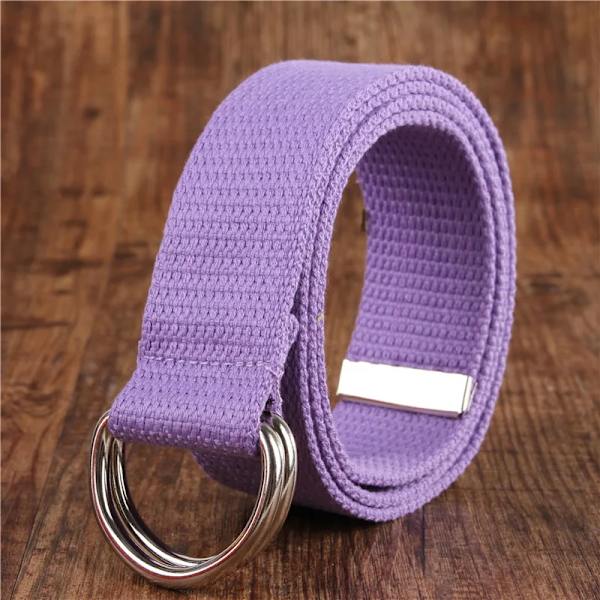 Mode bälte för män/kvinnor D-format dubbelringspänne Enkelt solid bomullscanvas All-match unisex canvasbälten Midjebälte lyx purple 115CM