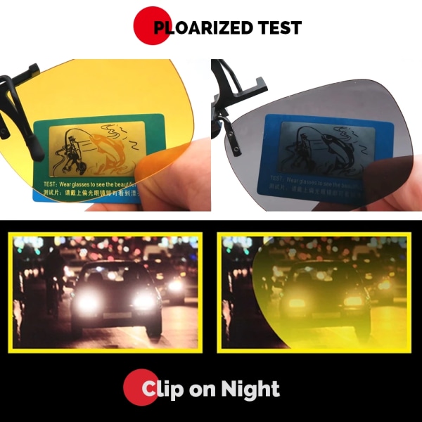 VIVIBEE Men Polarized Flip Up Clip on Solglasögon Svart Körning UV400 Kvinnor Square S M L Goggles Night Vision Fiskeglasögon 2 Night Vision L Size-with case
