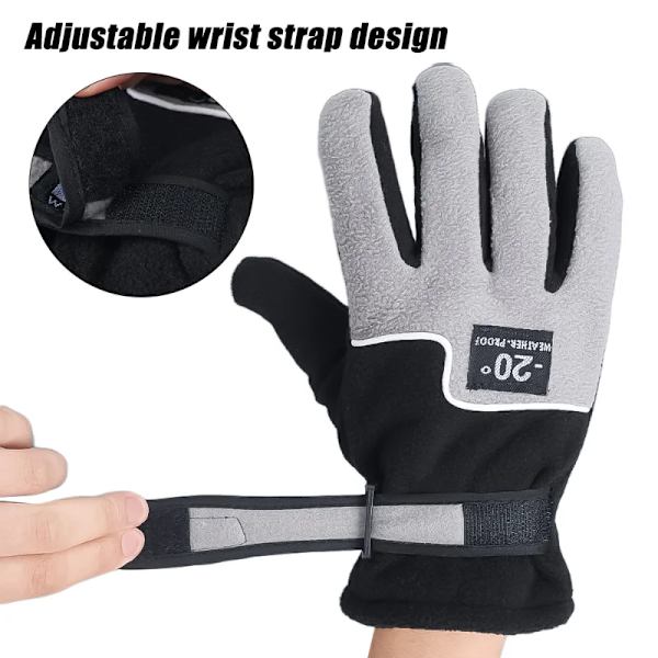 Män Vinter varm fleece thermal motorcykel thermal varma handskar Polar fleece vantar för män kvinnor snö sporthandskar A - Gray