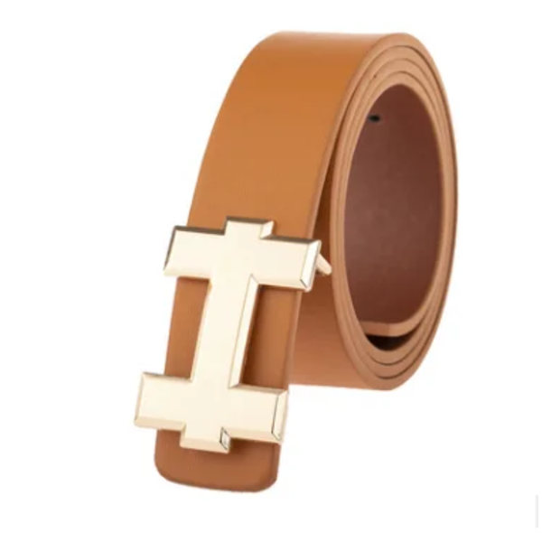 Designbälten Casual läderrem för unisex modebälte Kända märke H-spänne gold-camel match waist 90-120cm