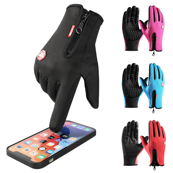 Män Vinter Vattentäta Cykelhandskar Utomhussport Skidlöpning Motorcykel Pekskärm Fleecehandskar Halkfria Varma Hela fingrar Upgrade Light blue 2XL