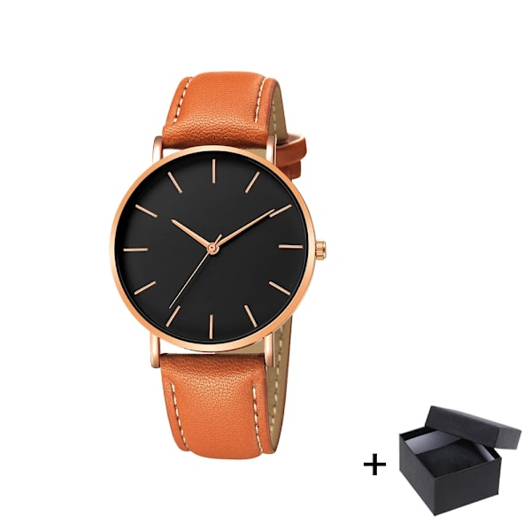 Watch 2022 Lyxmode Enkel Armbandsur Läder Guld Urtavla Casual Man Brecalet Quartz Clock Vip-länk för droppe 567 Brown black